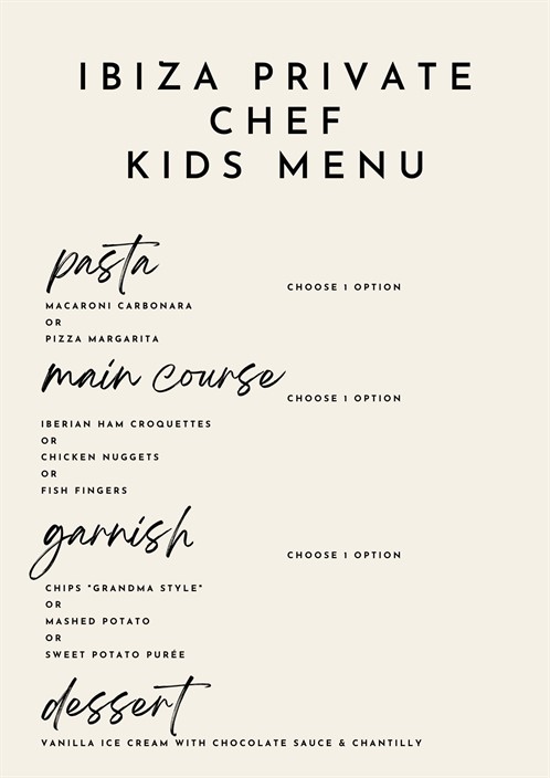 KIDS Menu